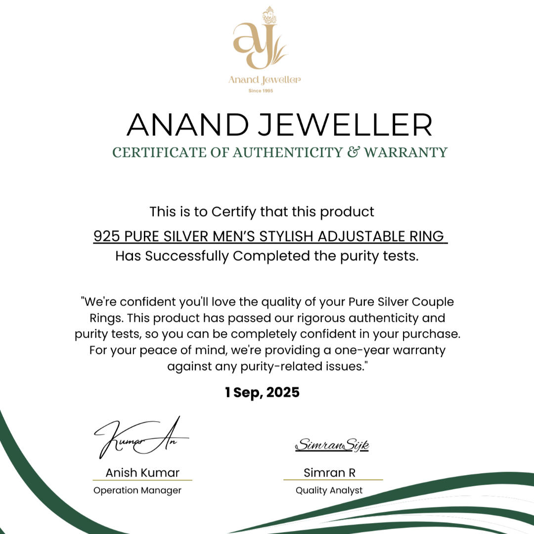 925 Pure Silver Men’s Stylish Adjustable Ring with Diamond shape stone