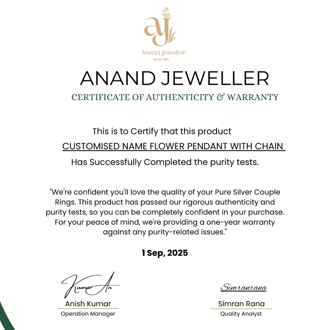 Customised Name Flower Pendant with Chain – 925 Pure Silver