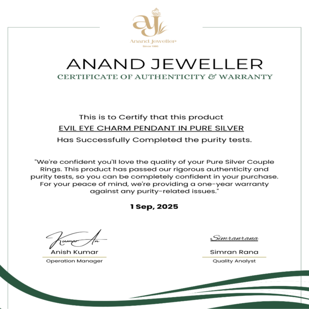 Evil Eye Charm Pendant in 925 Pure Silver for Girl's