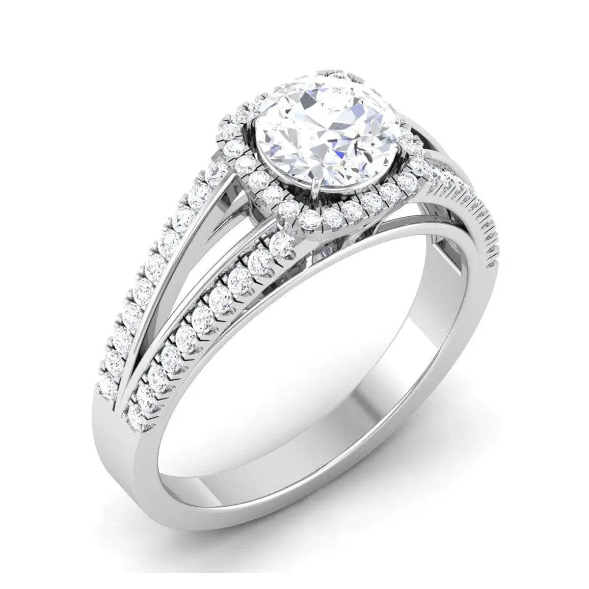 Double Shank with Diamonds - Silver Solitaire Engagement Ring