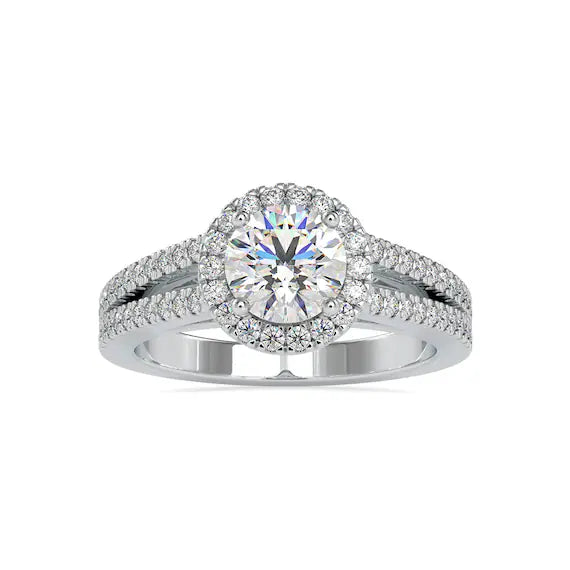 Single Shank with Diamonds - Silver Solitaire Engagement Ring