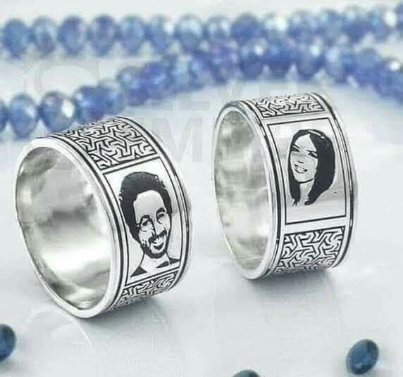Personalized Couple Portrait 925 Sterling Silver Rings