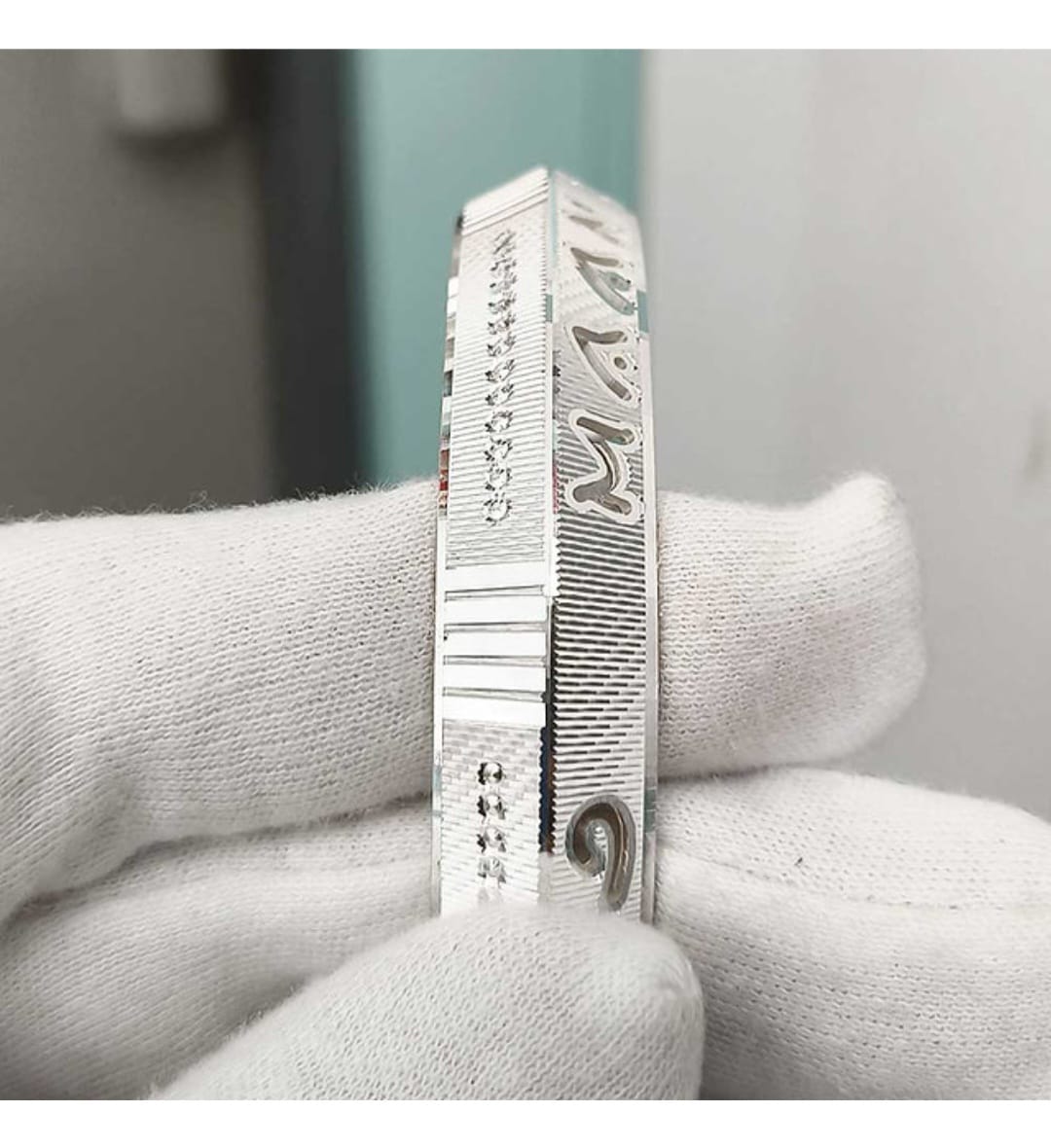 Personalized Silver Kada Bracelet – Engraved Name Design