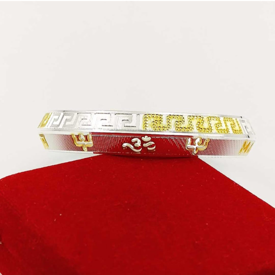 Personalized Two-Tone Silver Kada Bracelet – Name/Symbol Engraved Design