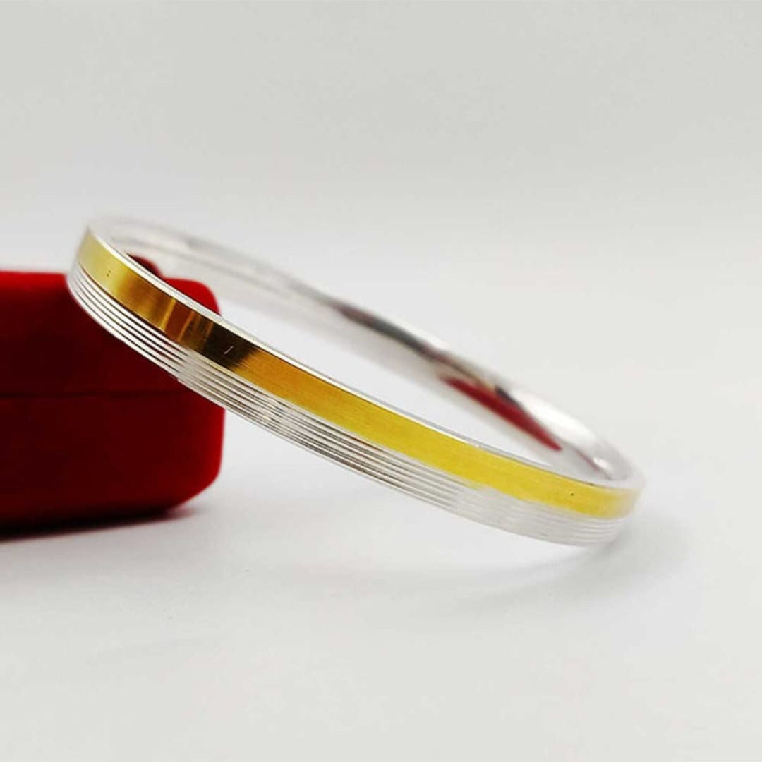 Sleek Two-Tone Golden coloured Silver Kada – Minimalist Design