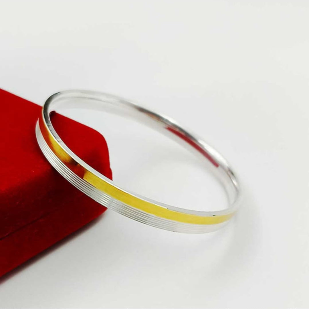 Sleek Two-Tone Golden coloured Silver Kada – Minimalist Design