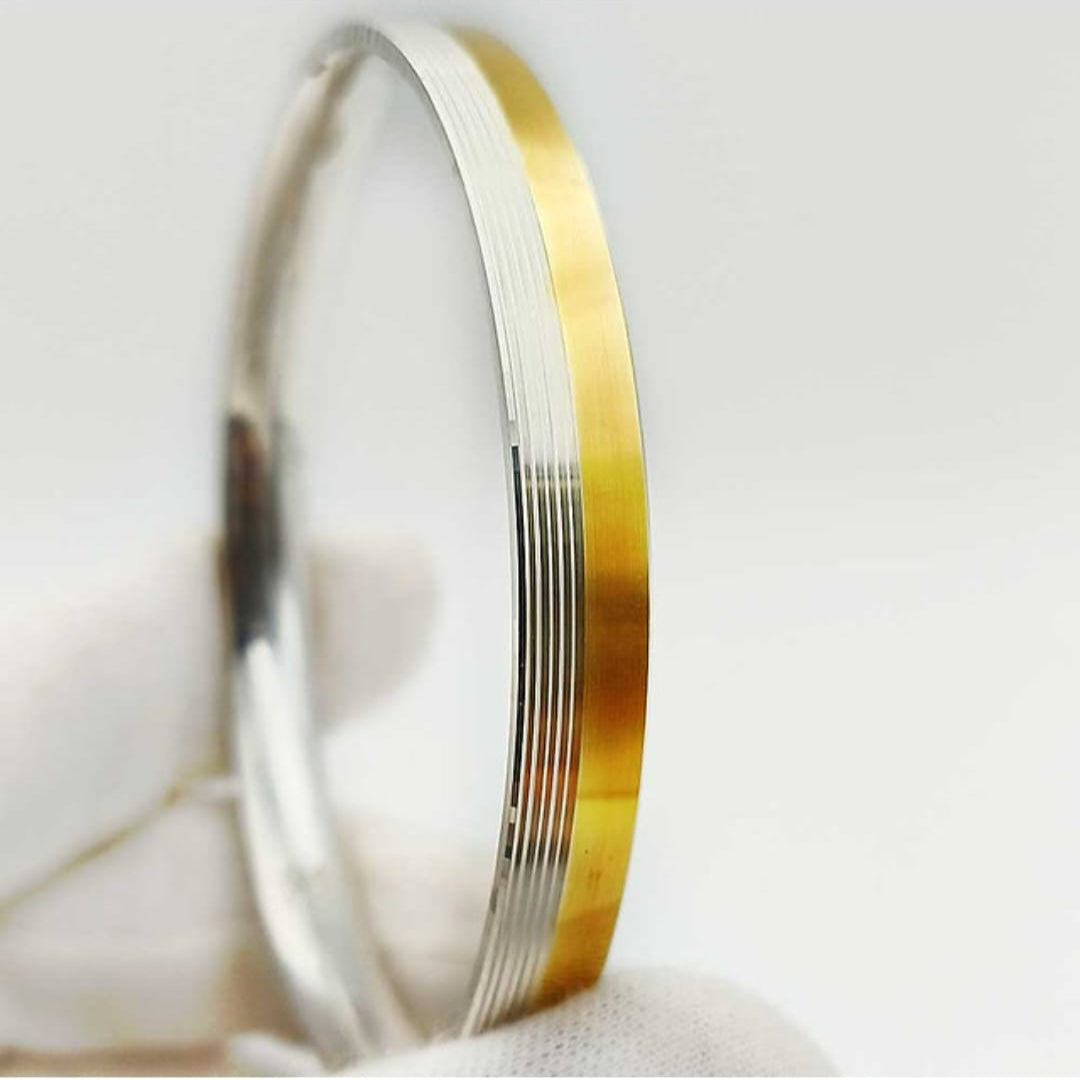 Sleek Two-Tone Golden coloured Silver Kada – Minimalist Design
