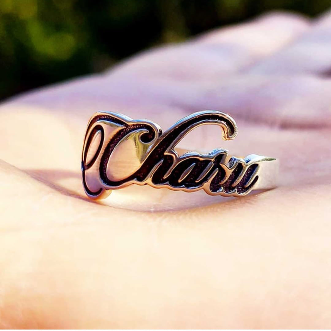 Custom Name Sterling Pure Silver Ring for Girl's