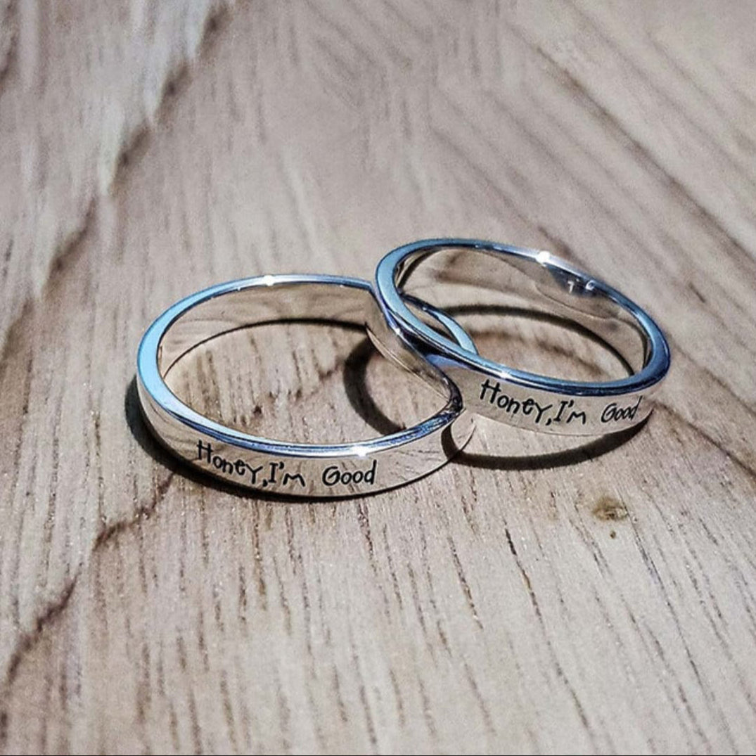 Pure Silver Couple Rings – 2 Pic Matching Set