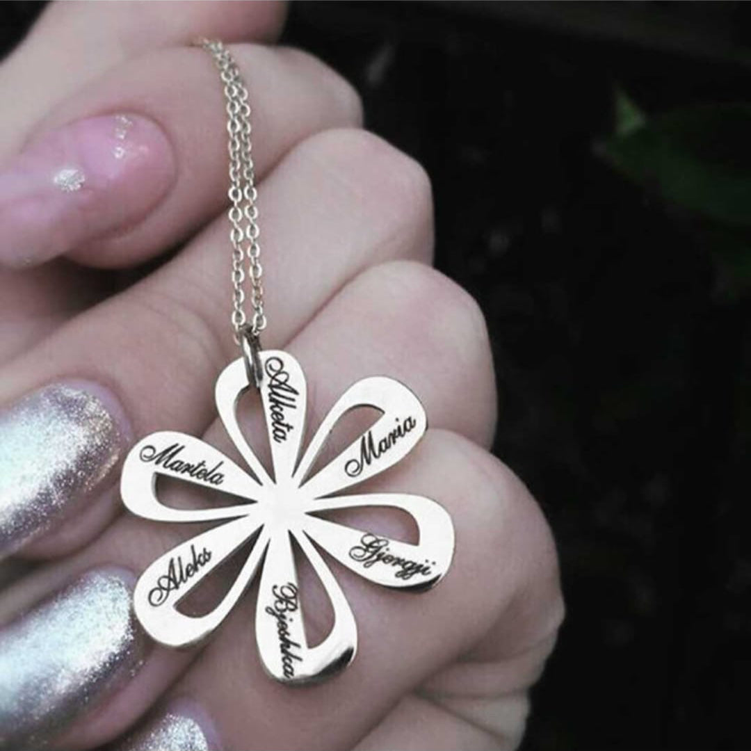 Customised Name Flower Pendant with Chain – 925 Pure Silver