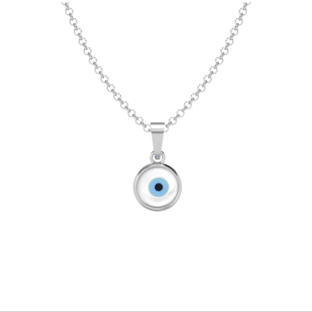 Unisex Silver Evil Eye Pendant with Chain – 925 Silver