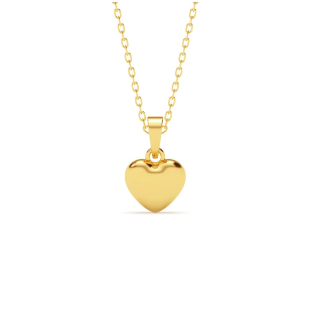 925 Pure Silver Heart Pendant with Chain in Golden colour– Girl's Jewellery