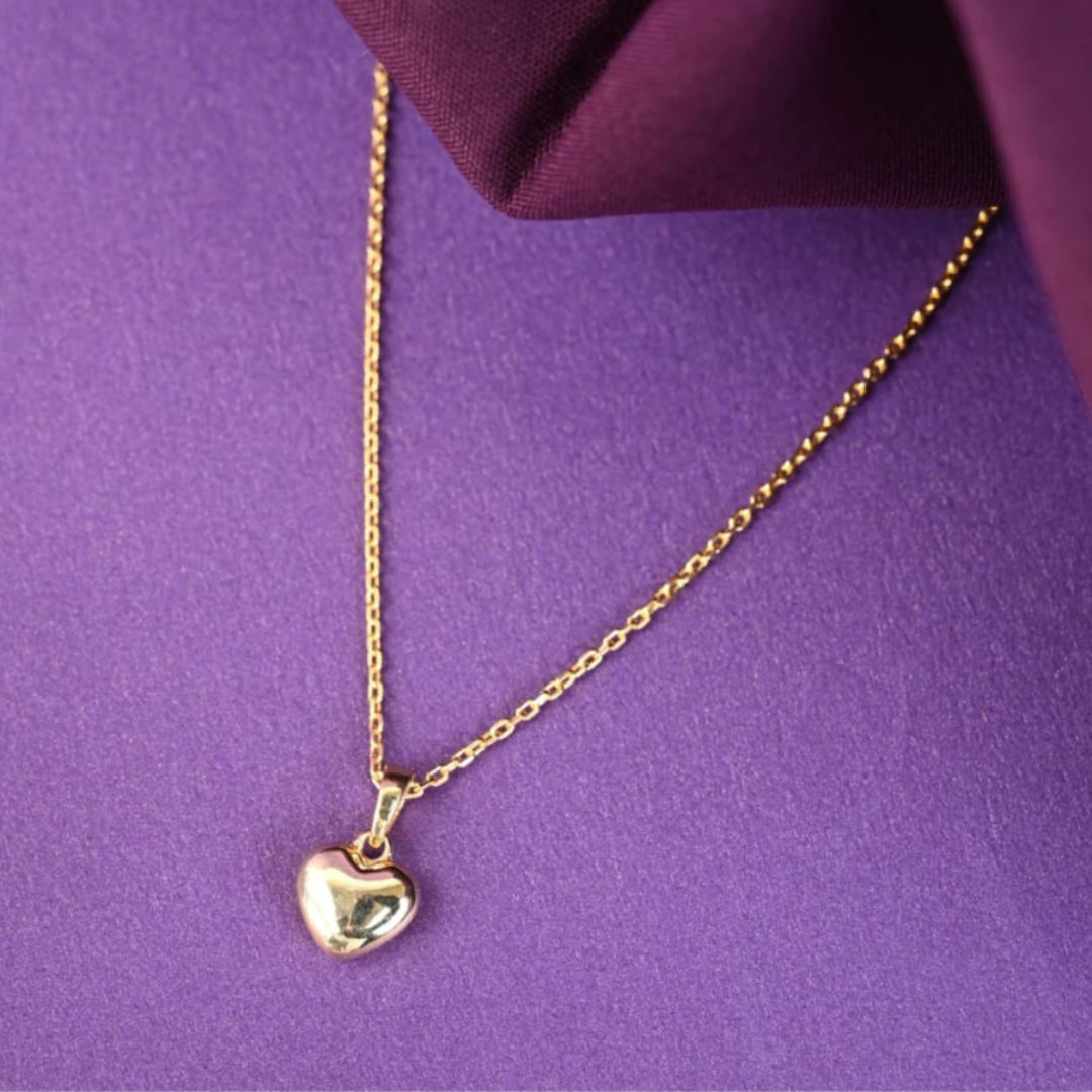 925 Pure Silver Heart Pendant with Chain in Golden colour– Girl's Jewellery