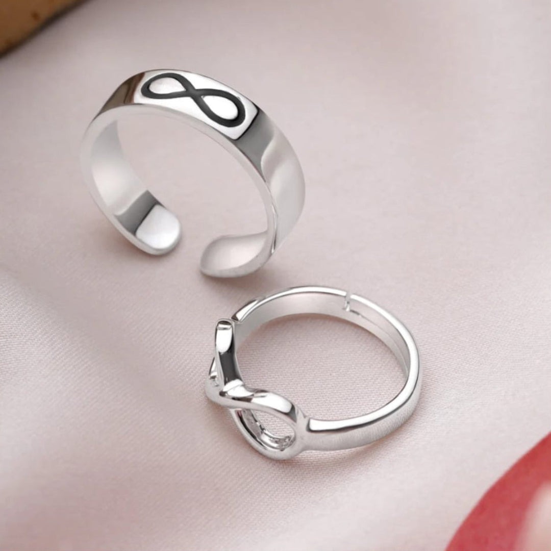 925 Pure Silver Adjustable Couple Rings – Infinity Design