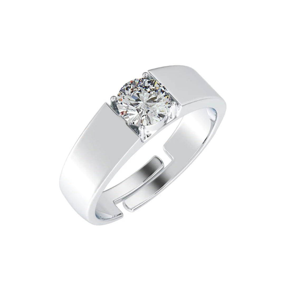 925 Pure Silver Men’s Stylish Adjustable Ring with Diamond shape stone