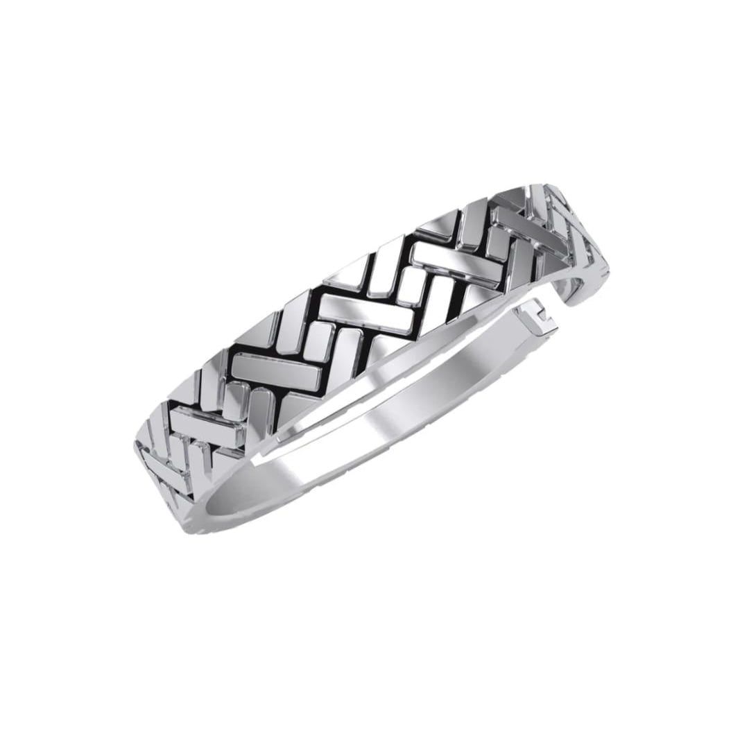 925 Pure Silver Men’s Adjustable Ring in Textured Pattern