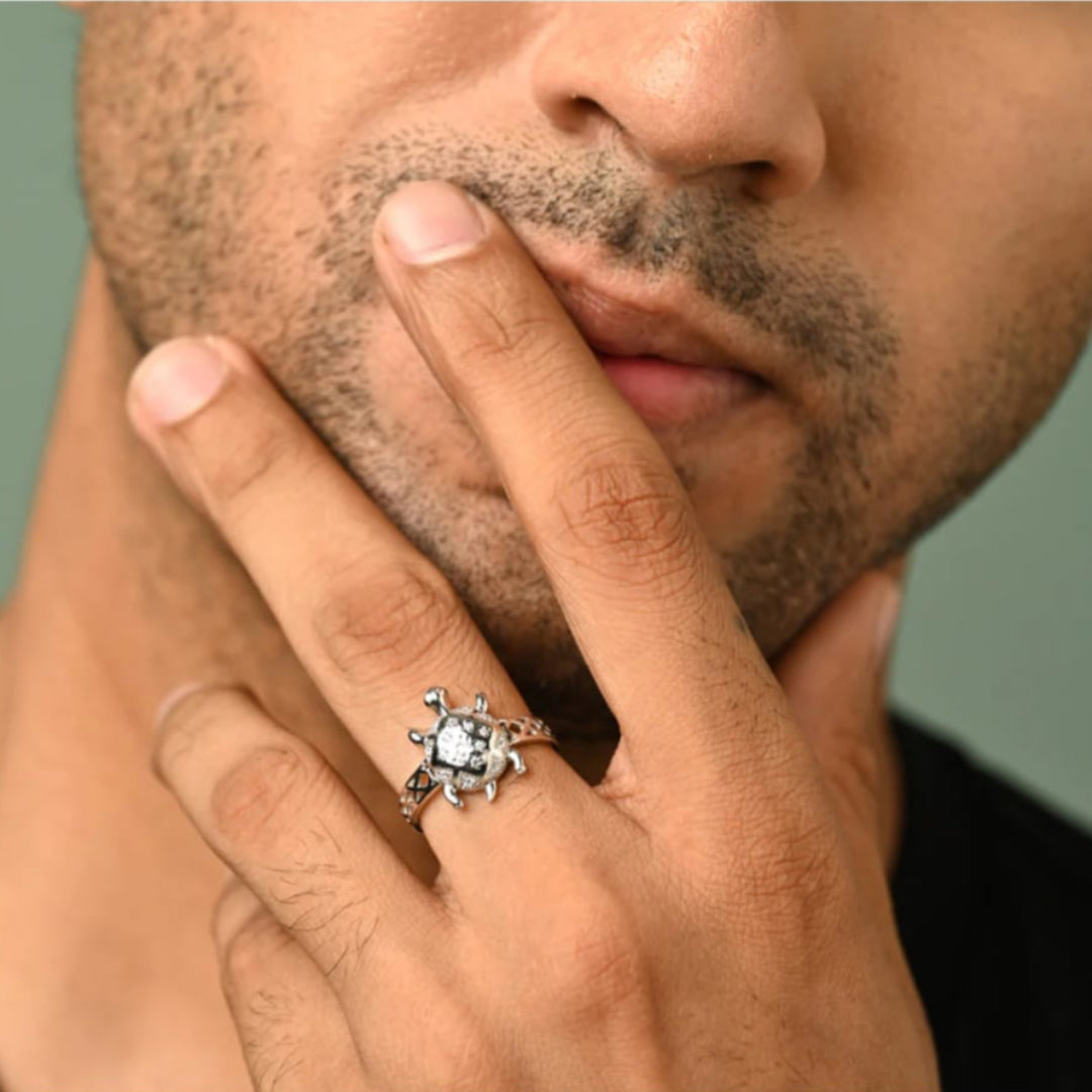 Majestic Silver Lucky Tortoise Ring to Attract Money