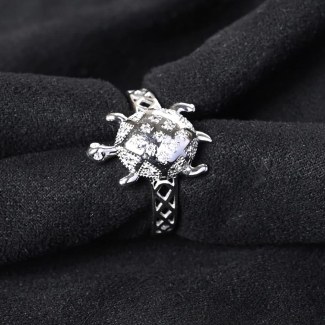 Majestic Silver Lucky Tortoise Ring to Attract Money