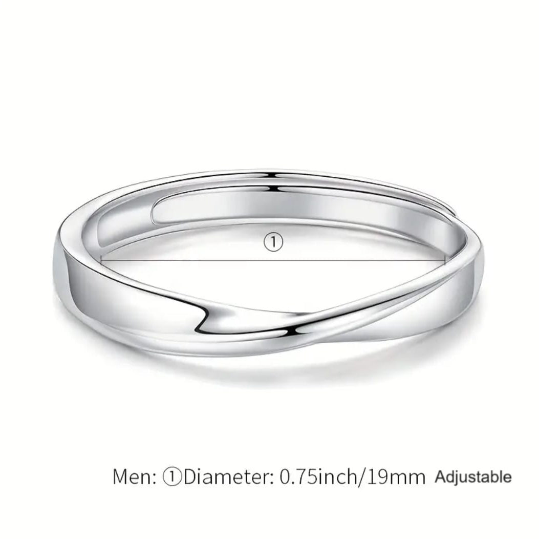 Double Cross Adjustable 925 Sterling Silver Ring for Girls