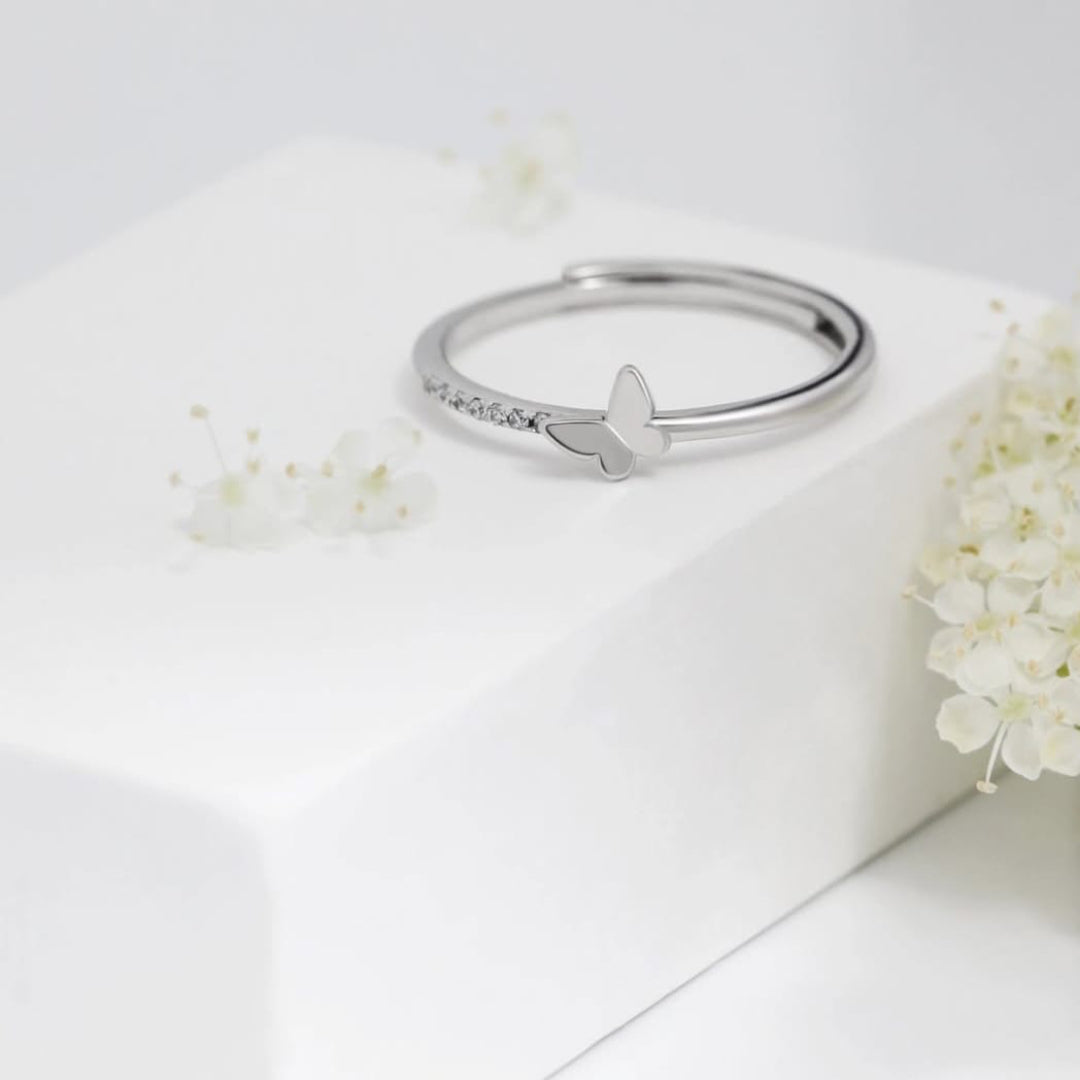 Butterfly Adjustable 925 Sterling Silver Ring for Girls