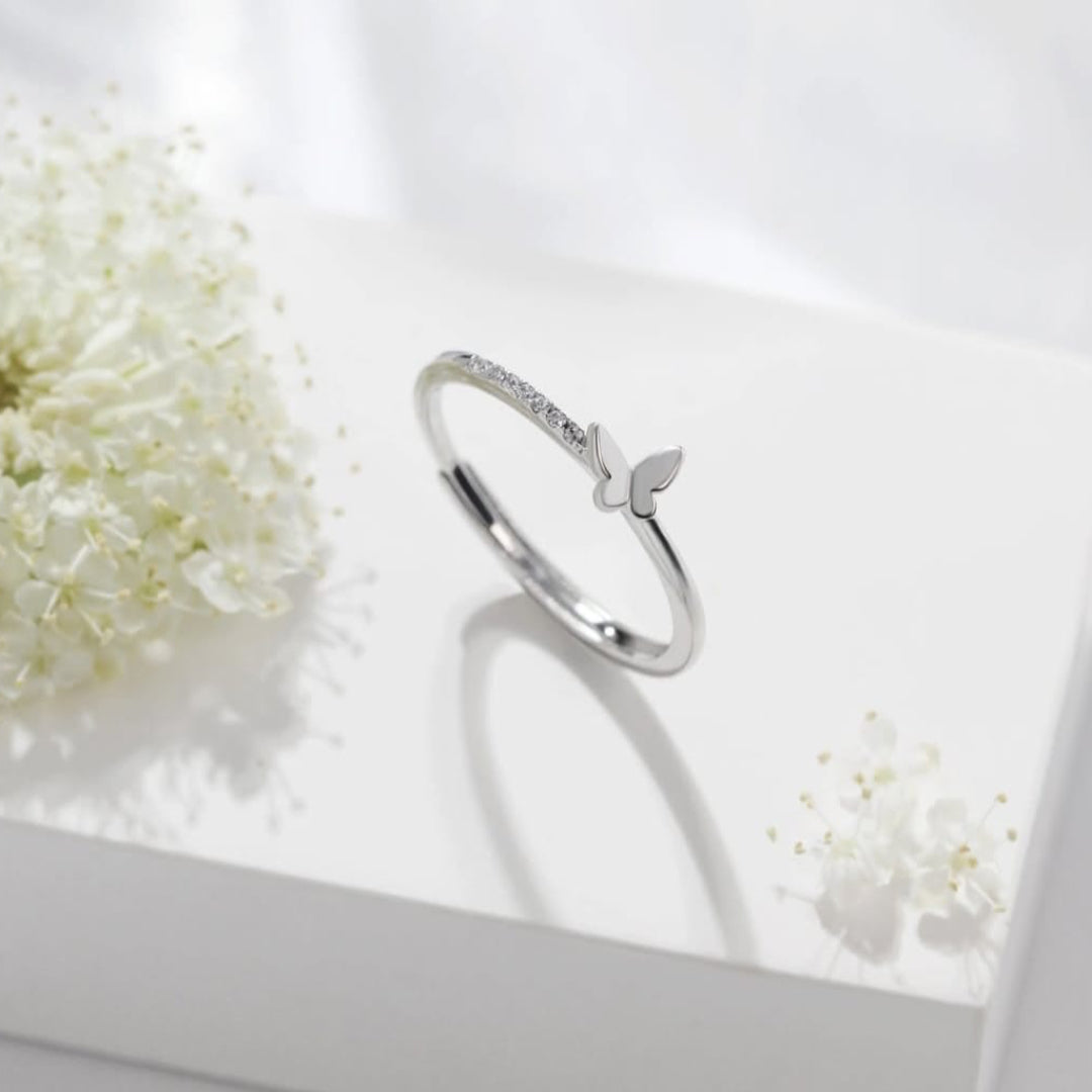 Butterfly Adjustable 925 Sterling Silver Ring for Girls