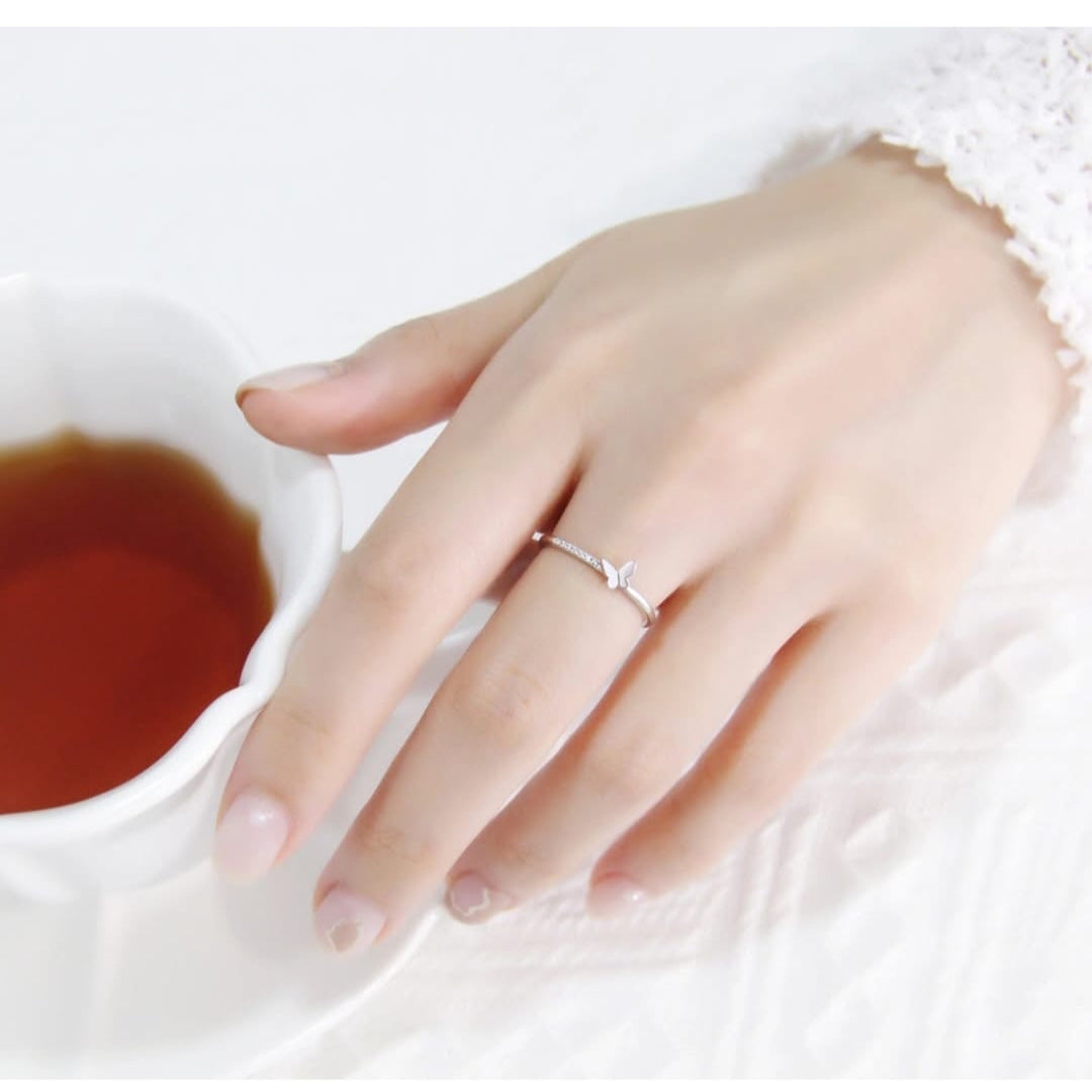 Butterfly Adjustable 925 Sterling Silver Ring for Girls