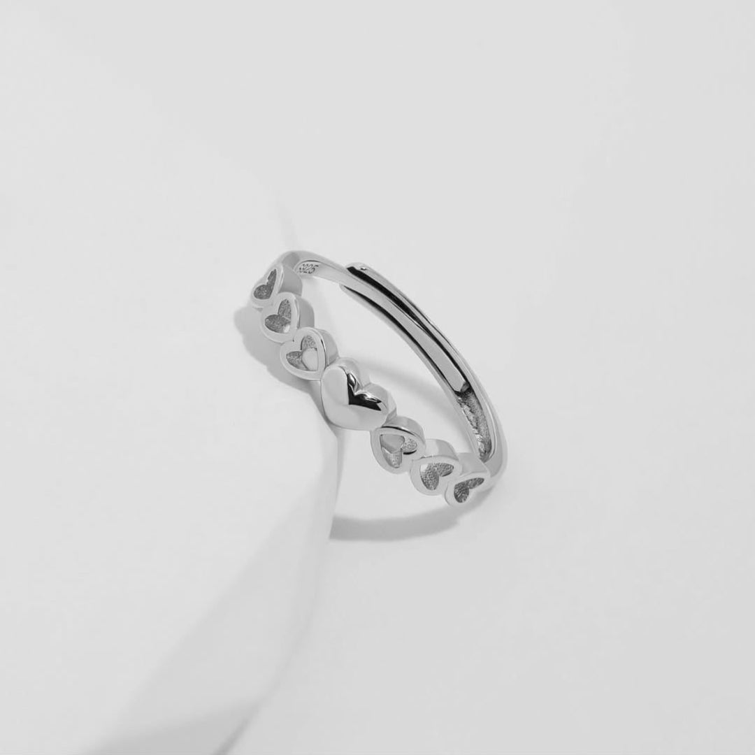 Heart Shape Adjustable 925 Sterling Silver Ring for Girls