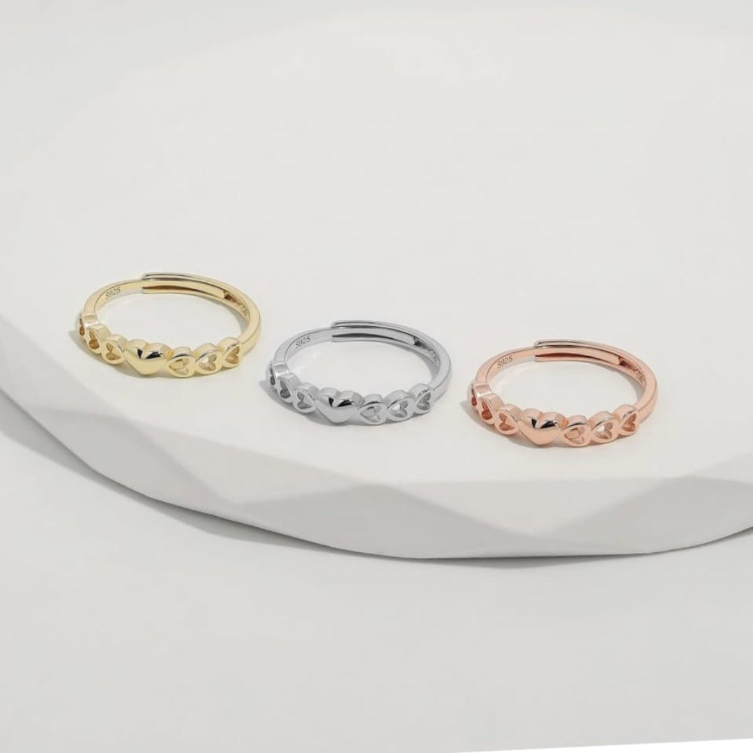 Heart Shape Adjustable 925 Sterling Silver Ring for Girls