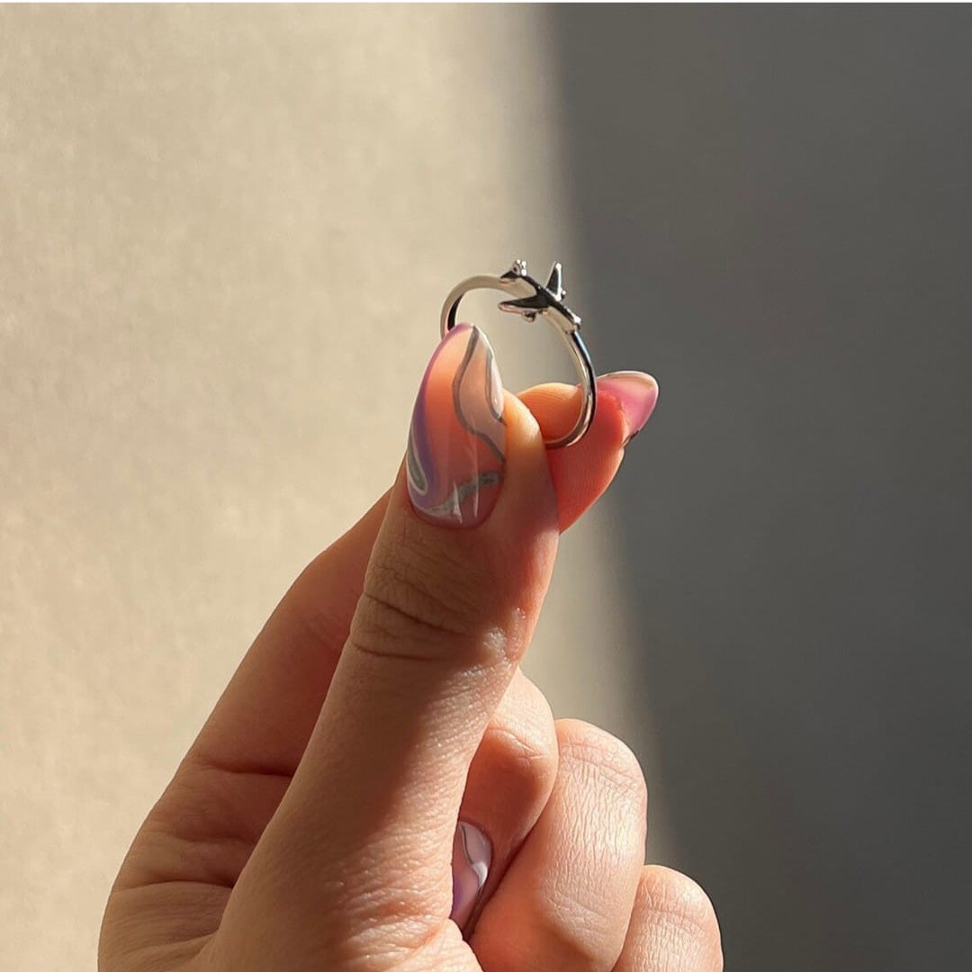 Plane Shape Elegant Adjustable 925 Sterling Unisex Silver Ring