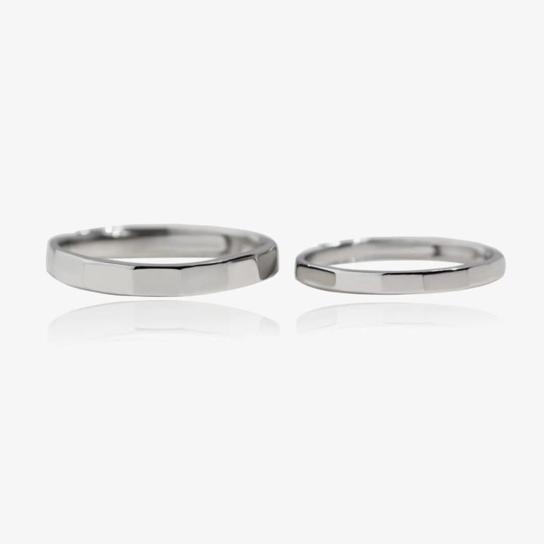 His & Hers Silver Couple Rings - Modern Minimalist Design