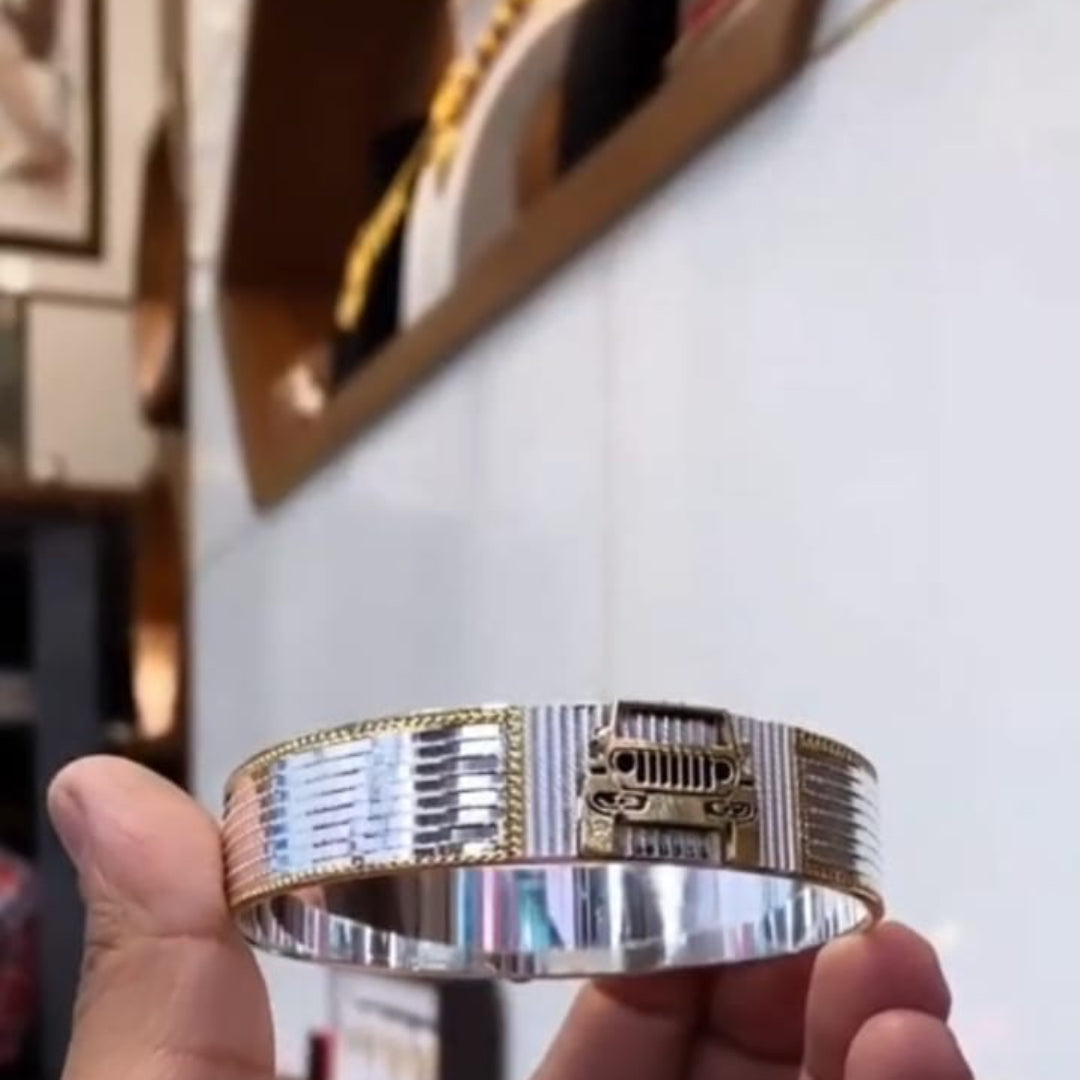 The Off-Roader Rugged Jeep Silver & Gold Plated Kada