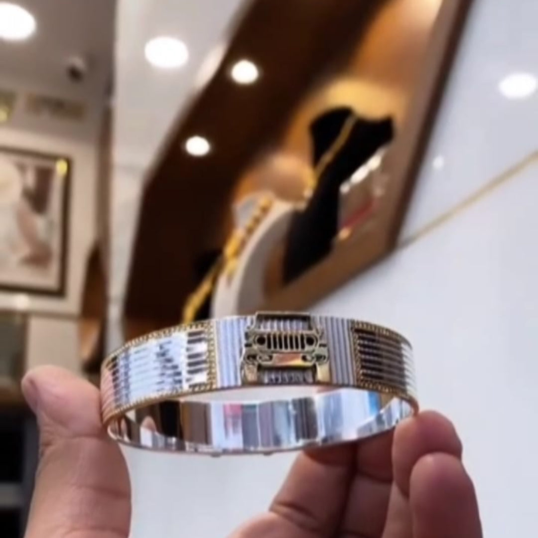 The Off-Roader Rugged Jeep Silver & Gold Plated Kada