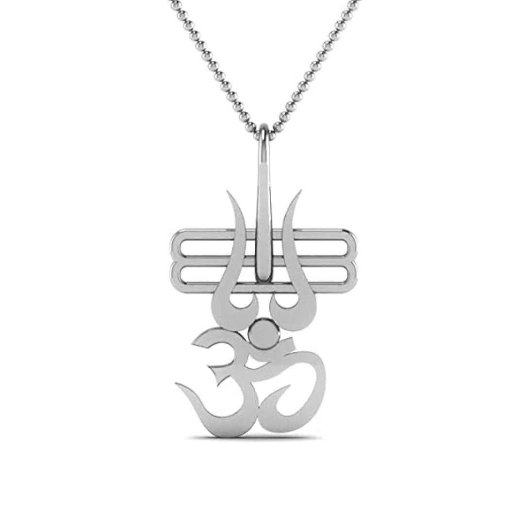 Trishul with OM 925 Sterling Silver Pendant for Men