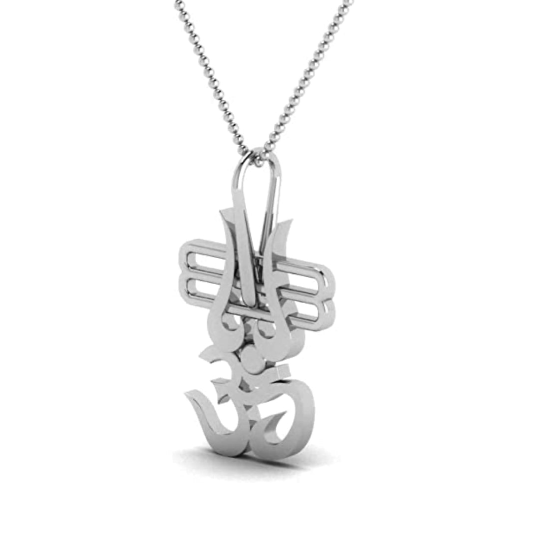 Trishul with OM 925 Sterling Silver Pendant for Men