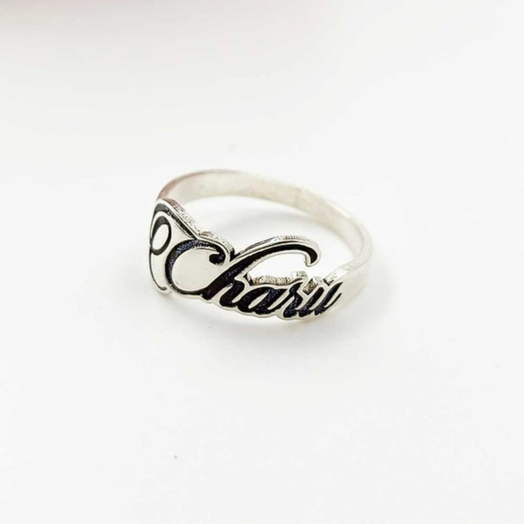 Custom Name Sterling Pure Silver Ring for Girl's