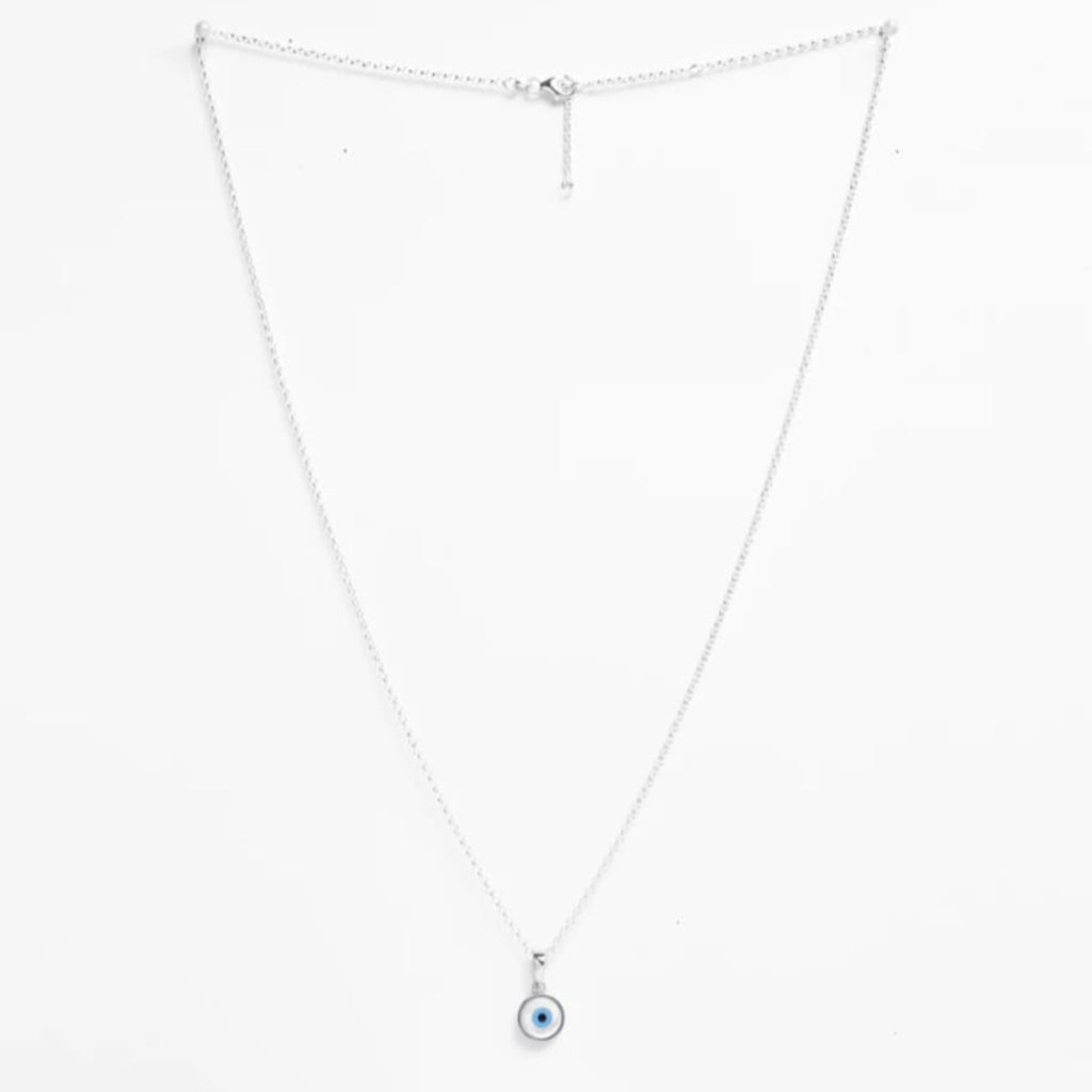 Unisex Silver Evil Eye Pendant with Chain – 925 Silver
