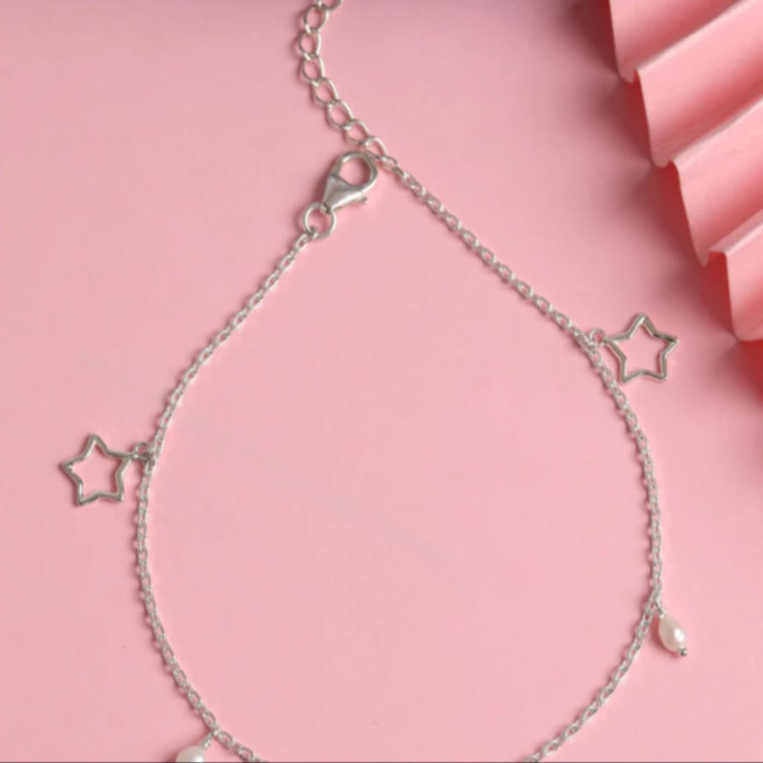 Lightweight Silver Whispering Bells Silver Anklet [ Payal ]