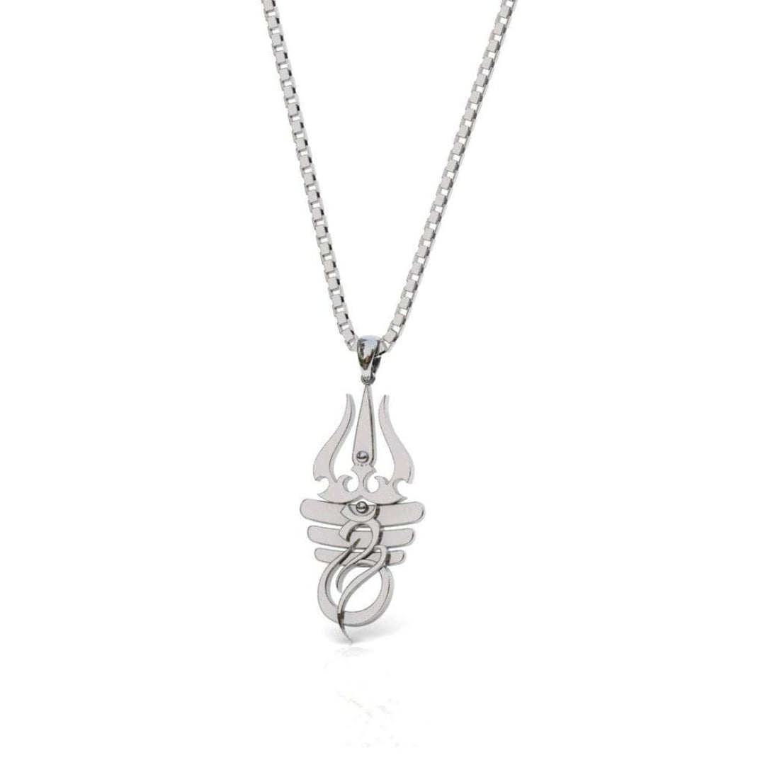 Trishul with Snake 925 Sterling Silver Pendant for Men
