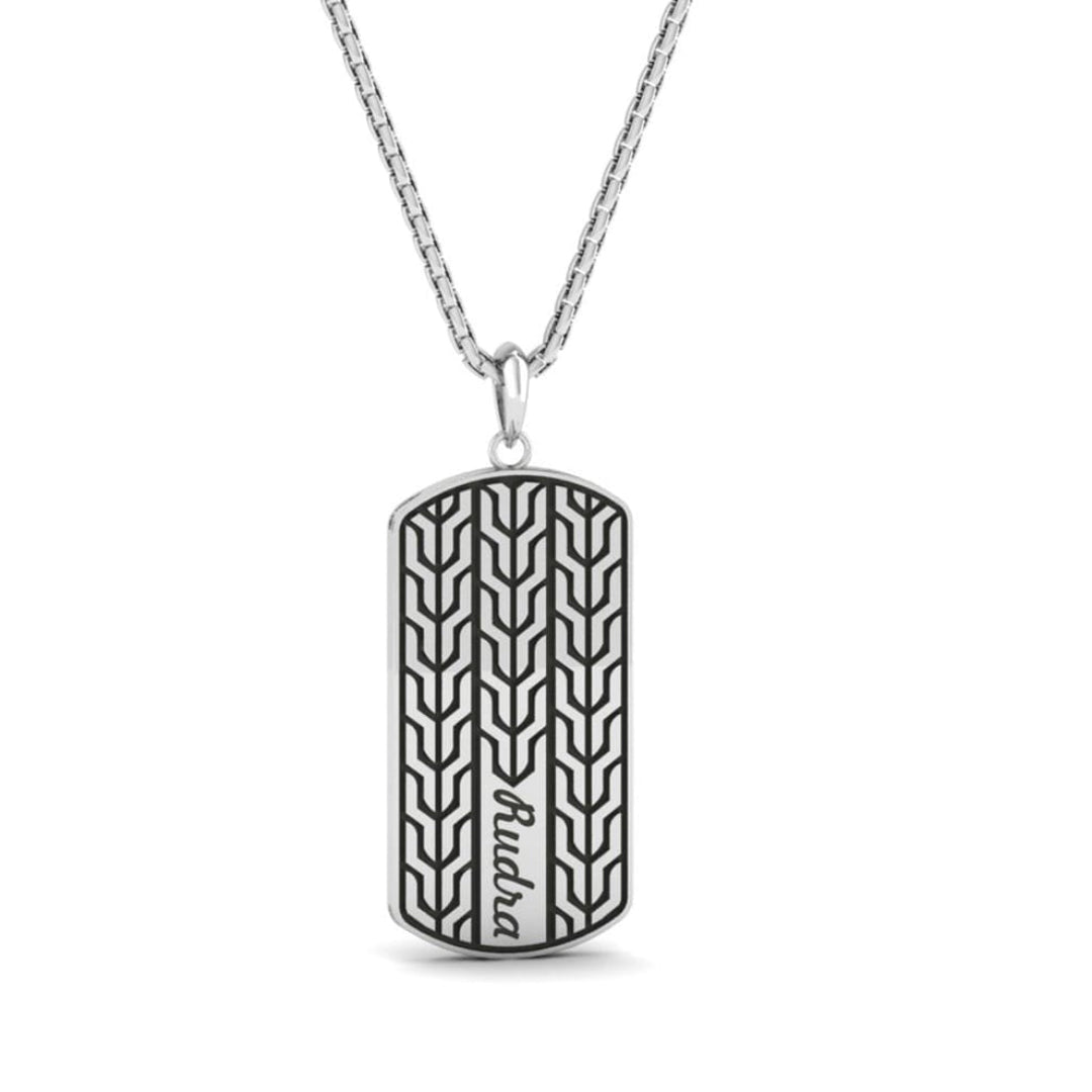 Engraved Pattern 925 Sterling Silver Name Tag Pendant