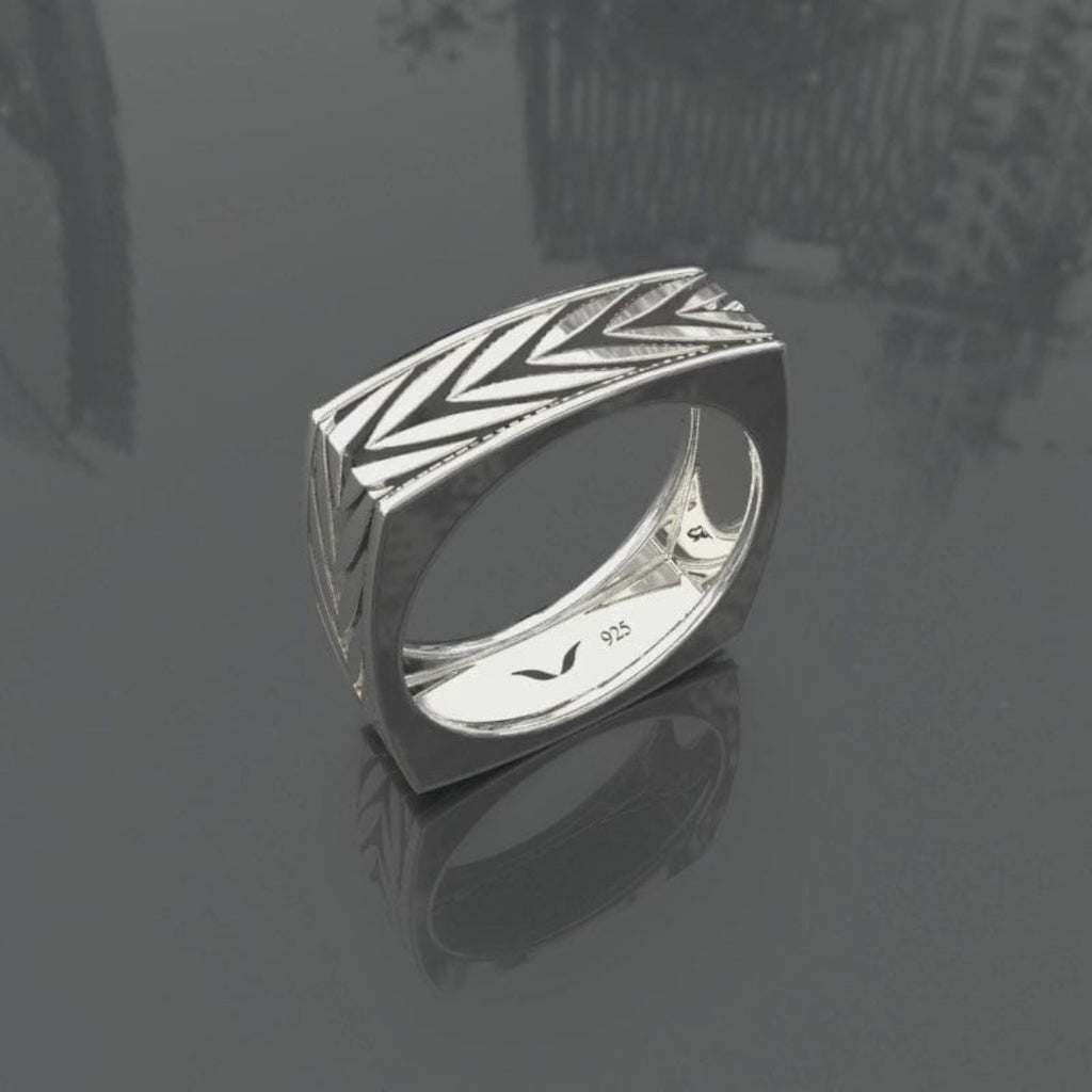 Geometric Square 925 Sterling Silver Men’s Ring