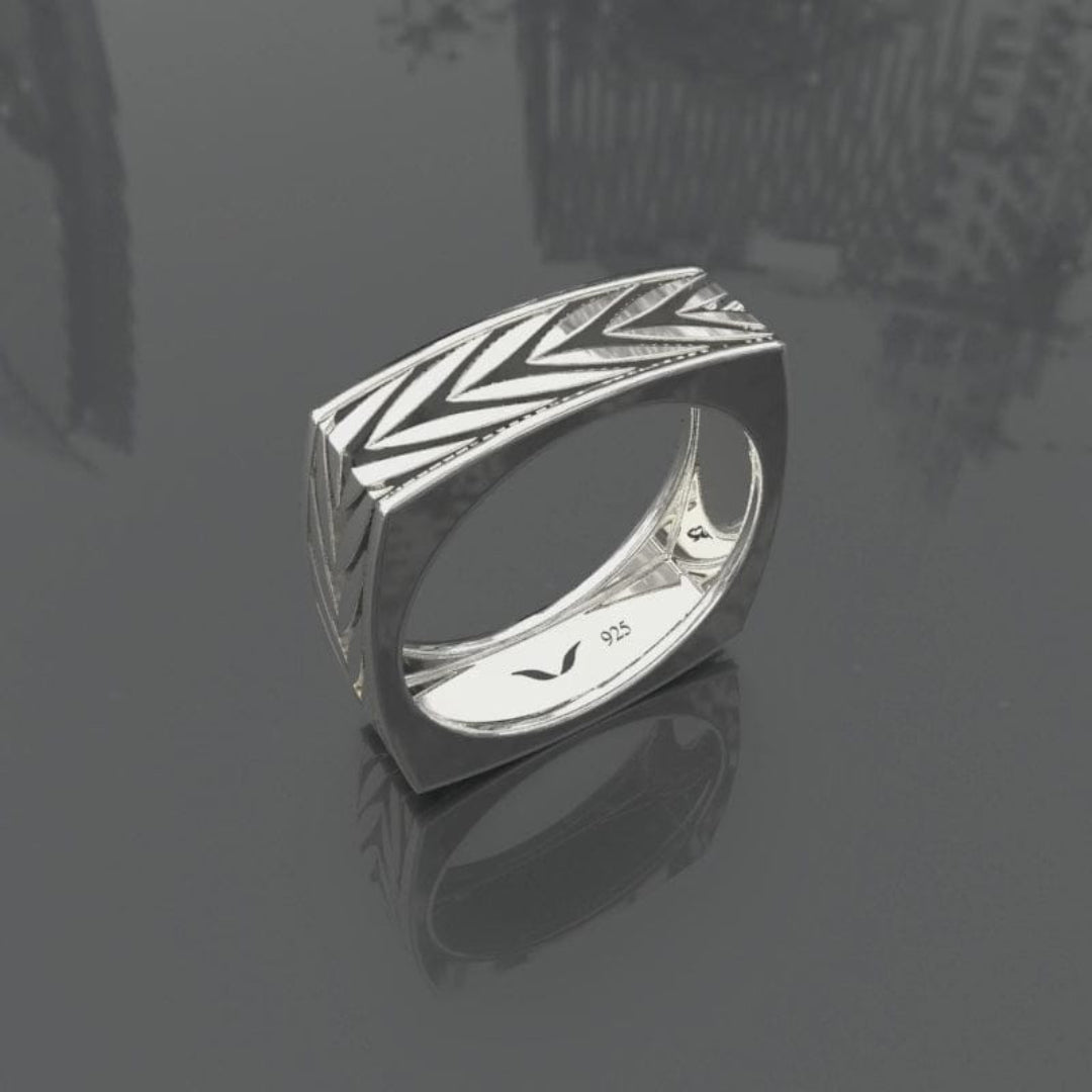 Geometric Square 925 Sterling Silver Men’s Ring