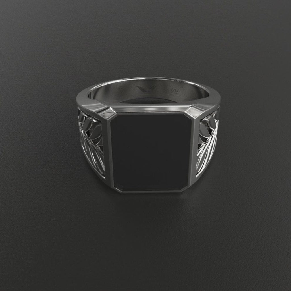 Geometric Square Black 925 Sterling Silver Men’s Ring